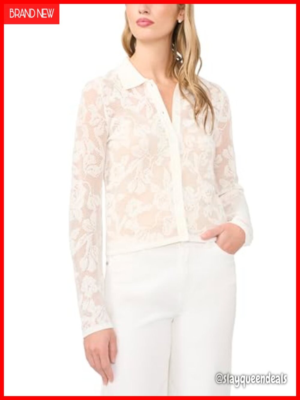 Sheer Lace Jacquard Button Down Cardigan Long Sleeve Collared